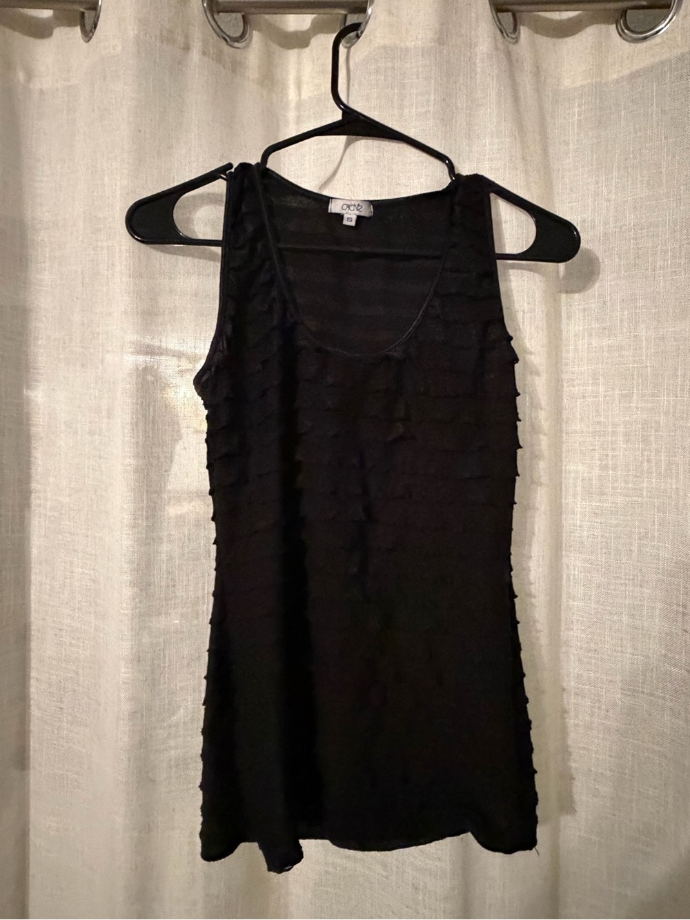 Cache Black Textured Ruffle Tank Top